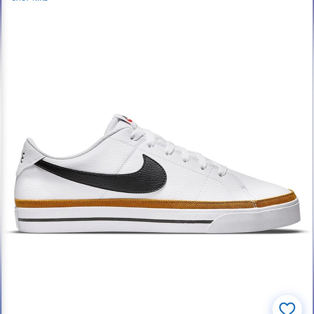 Nike White and Black Athletic Shoes with Gold Trim